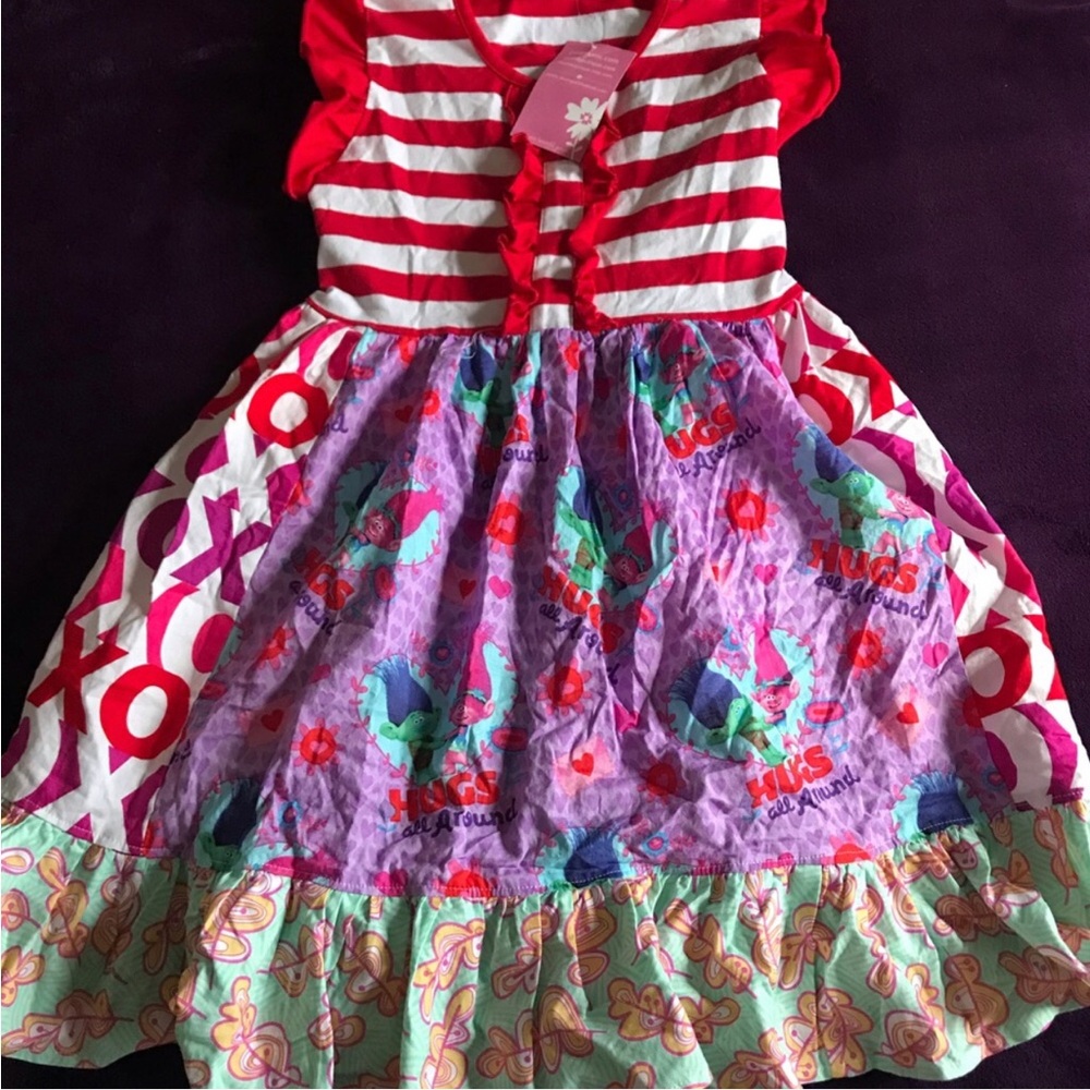 Girls' Multi-Color Ruffled Mix-Print Dress Size 8 NWT